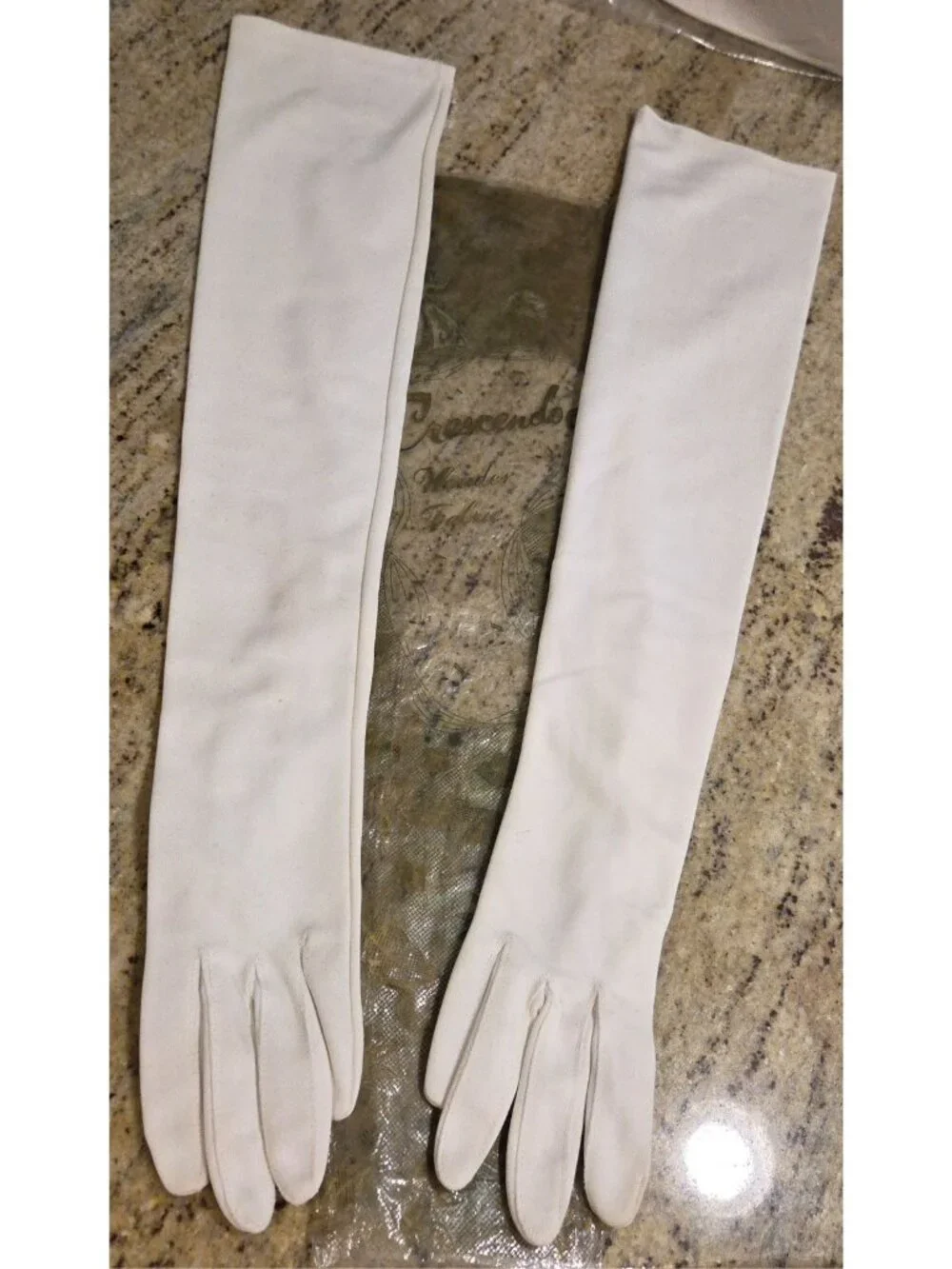 Vtg Womens Size M 7 Off-White Nylon Formal Opera Gloves 22